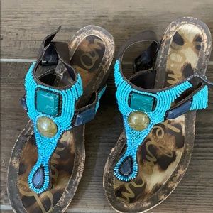 Sam Edelman turquoise beaded sandals